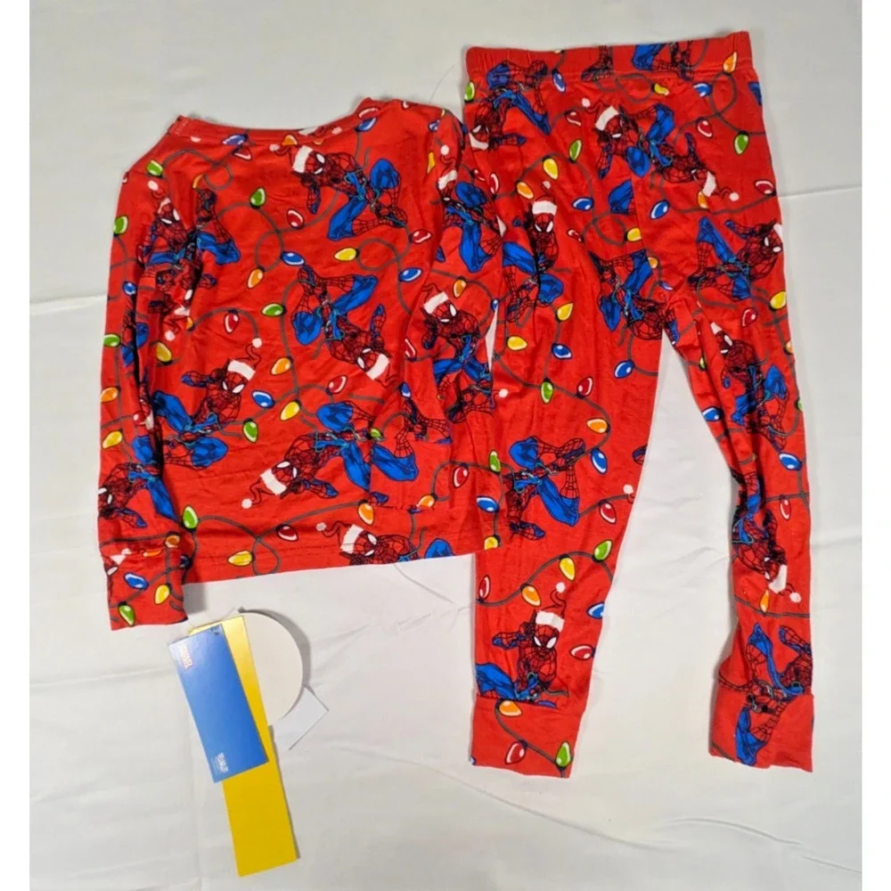 Marvel Spider-Man Christmas Pajamas Toddler Boys 2T NWT Viscose Soft PJ Set Red